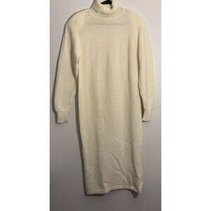 Vintage Outlander Women's Winter White Lambswool/Angora Knit Sweater Dress tweed
